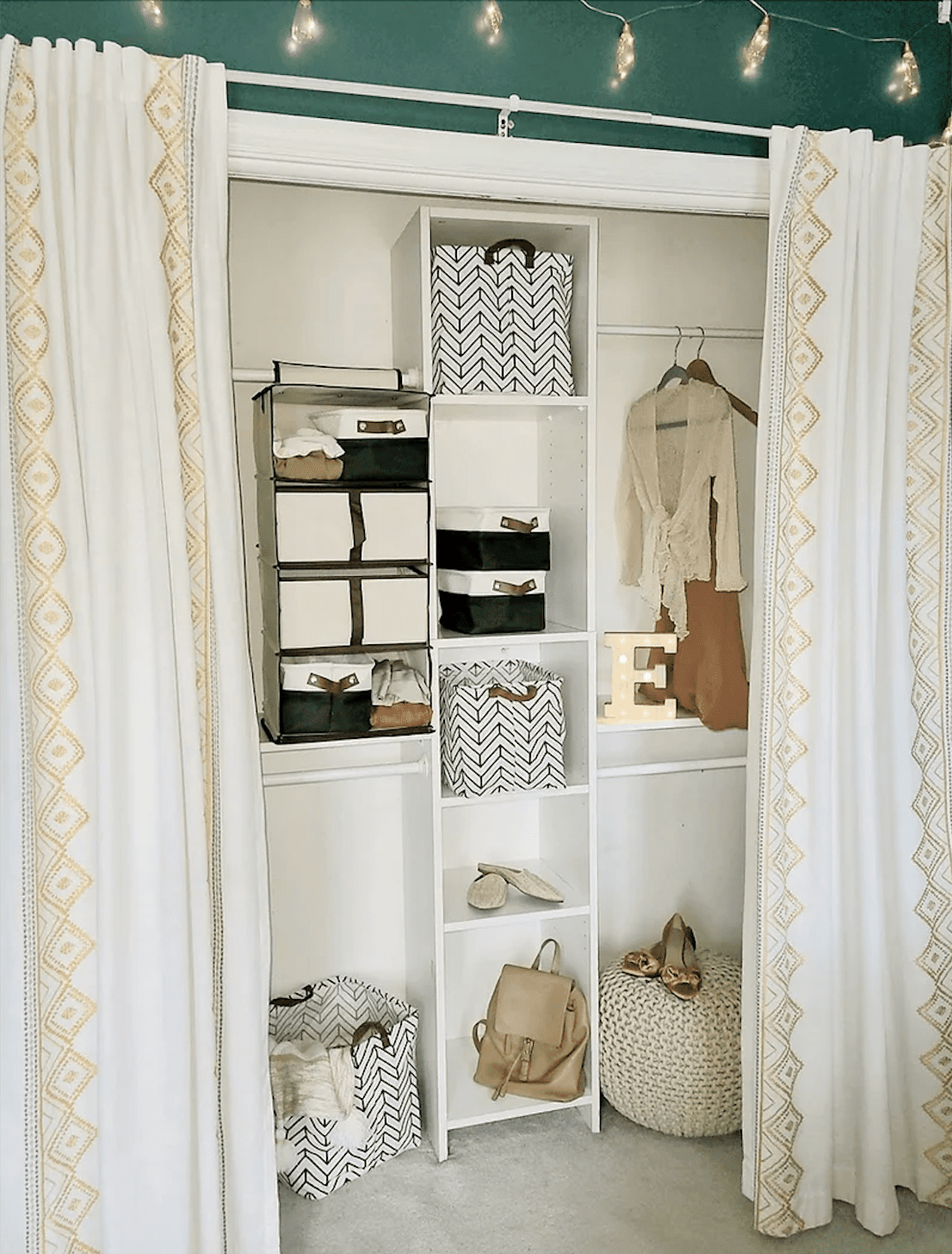 white and gold curtains