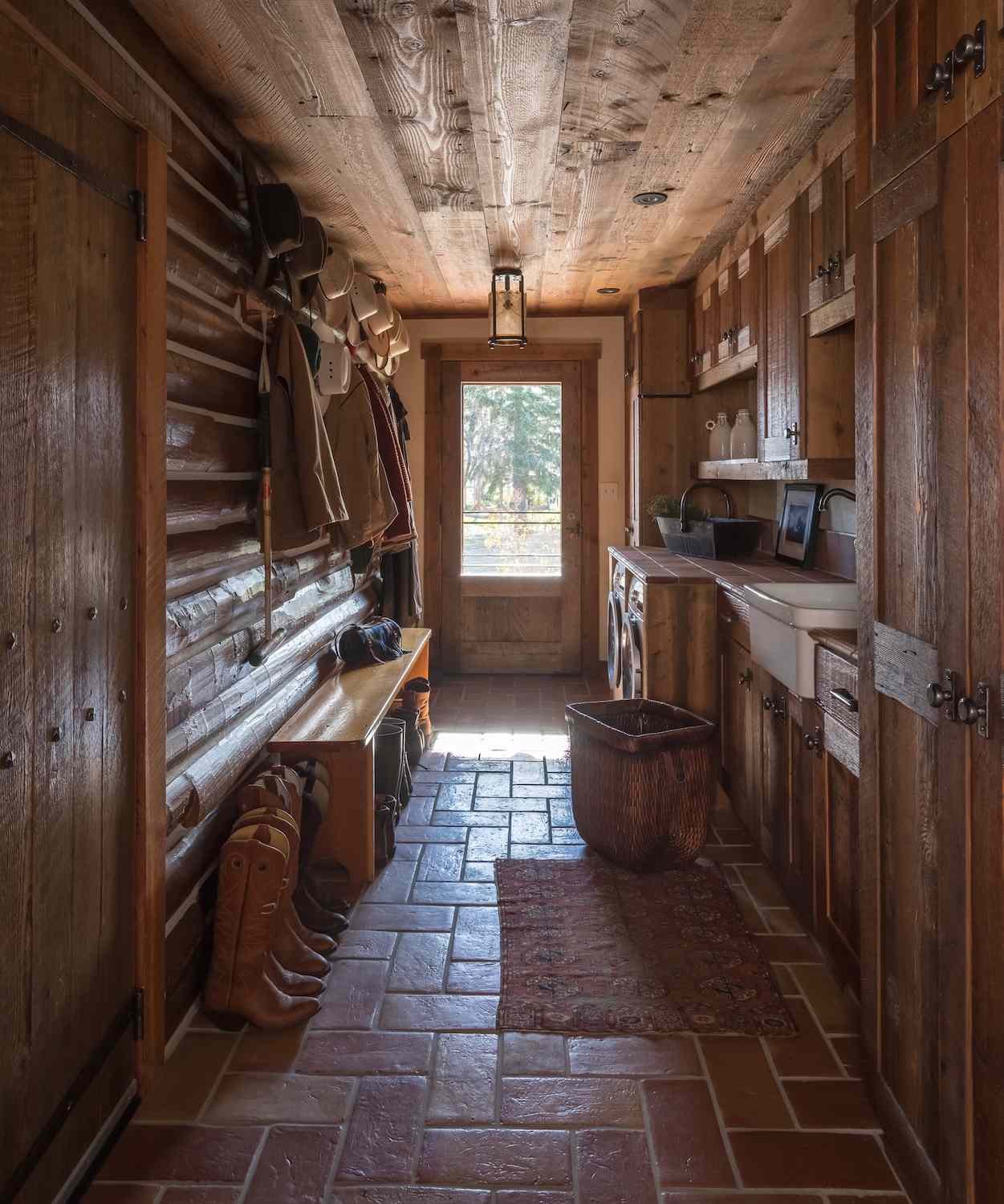 rustic mudroom laundry room
