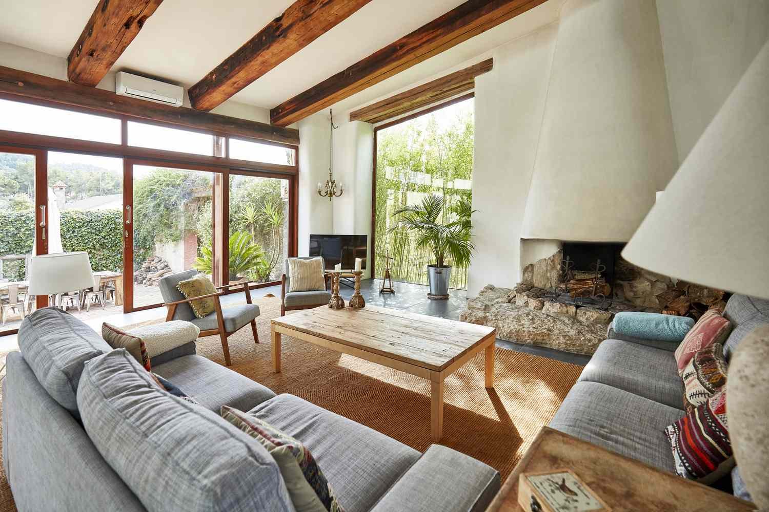 The interior of Spanish mission home.