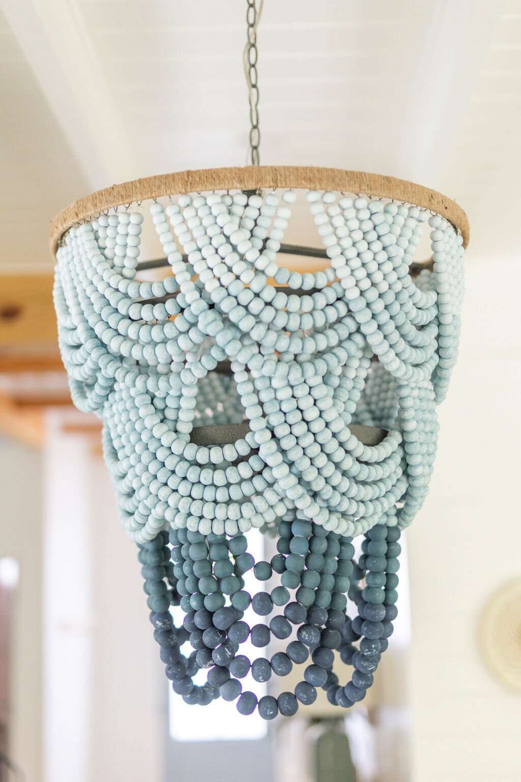 Ombre blue beaded chandelier
