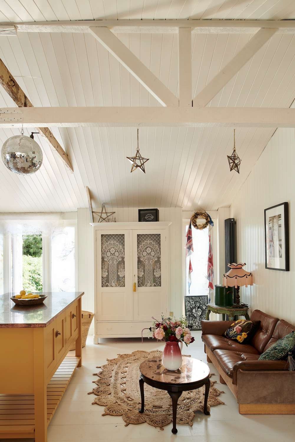 cottage kitchen with antique furniture
