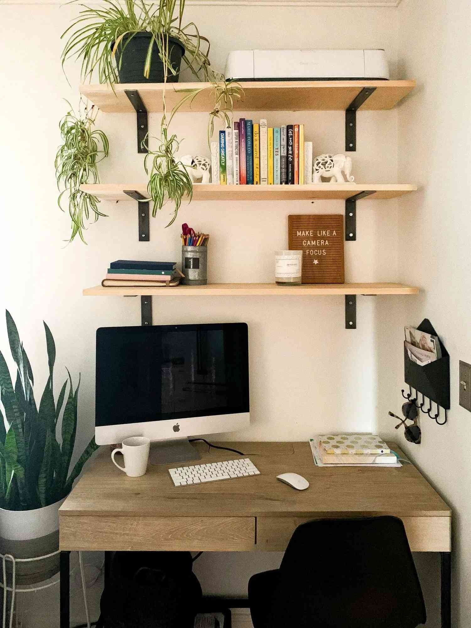 wall shelves over desk
