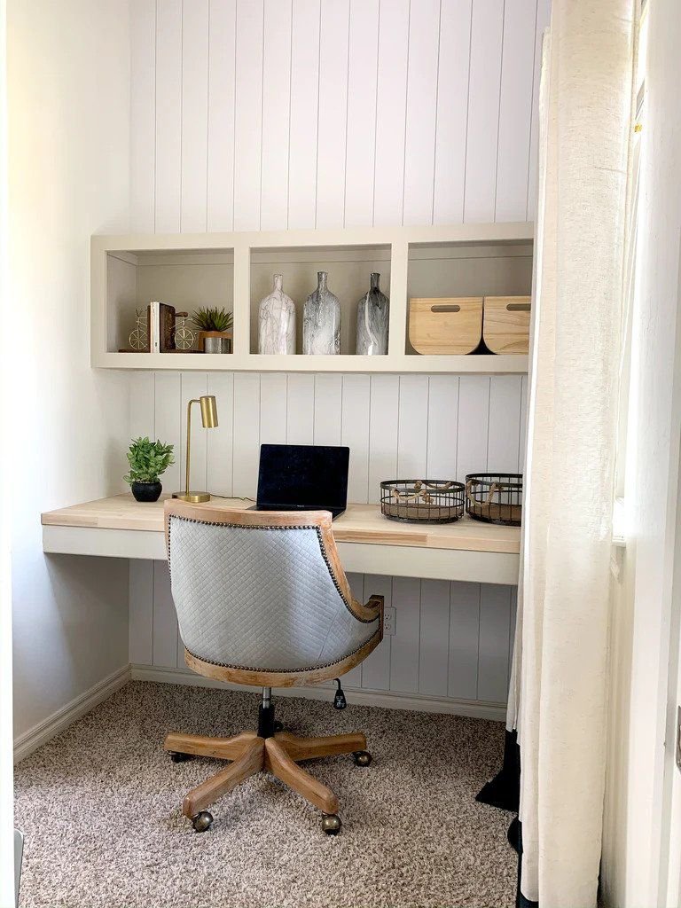 wall shelf above desk