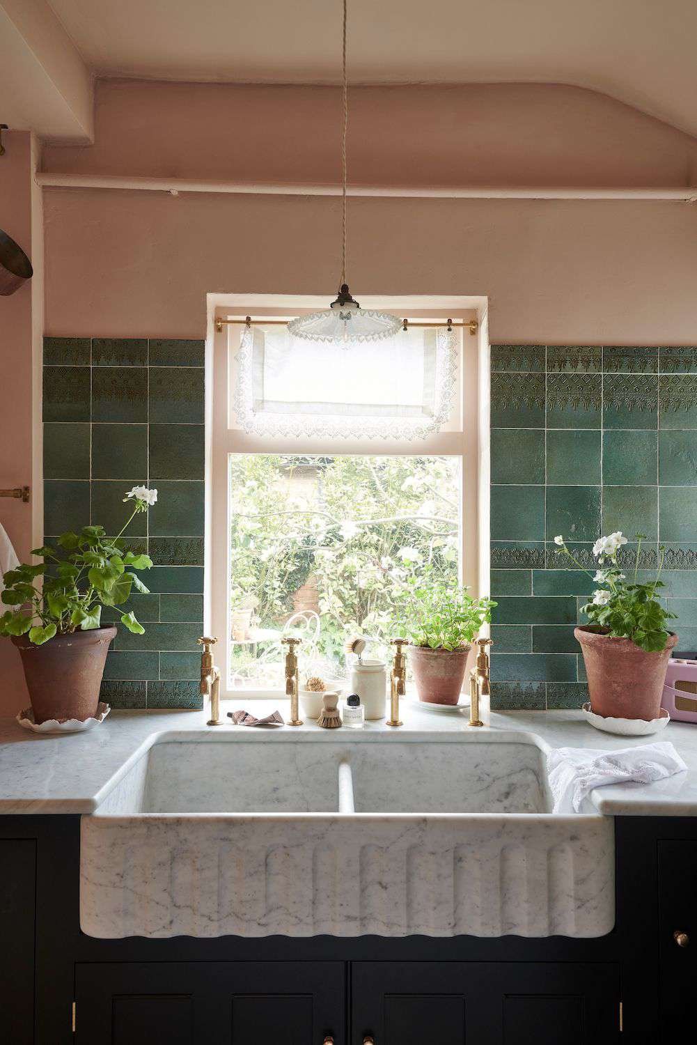 cottage kitchen with potted plants
