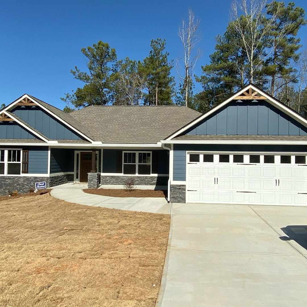Blue ranch style home